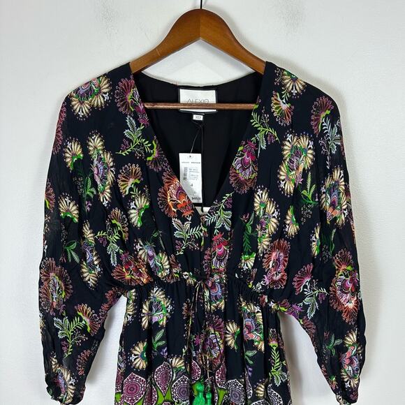 Alexis Holli Floral Mini Dress in Midnight Bloom Black Multicolor XS New - Picture 6 of 12